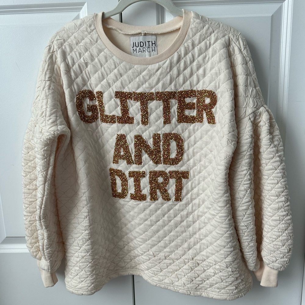 Judith March Cream Quilted Sweatshirt